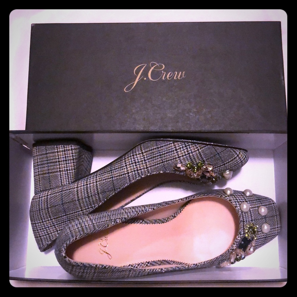✨brand new J Crew heels with crystal detail✨